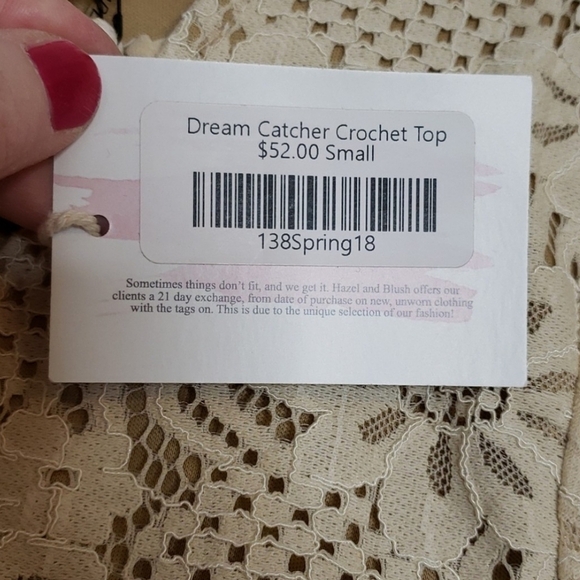 Entro Dream Catcher Crocket Cream Lace Bohemian Top Vintage Summer RARE - Picture 2 of 9